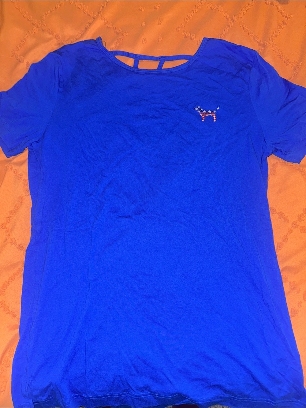 PINK Victoria’s Secret Women’s Short Sleeve Crewneck Top with Cutout Back